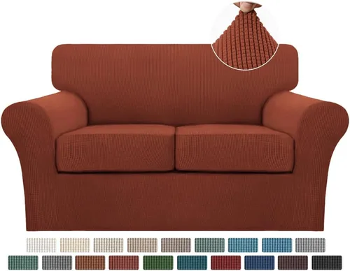 Vista 93 de Turquoize 2 fundas para sillas de sala de estar, funda de sofá con fundas de cojín individuales, funda de muebles para sillas (silla, beige biscotti)