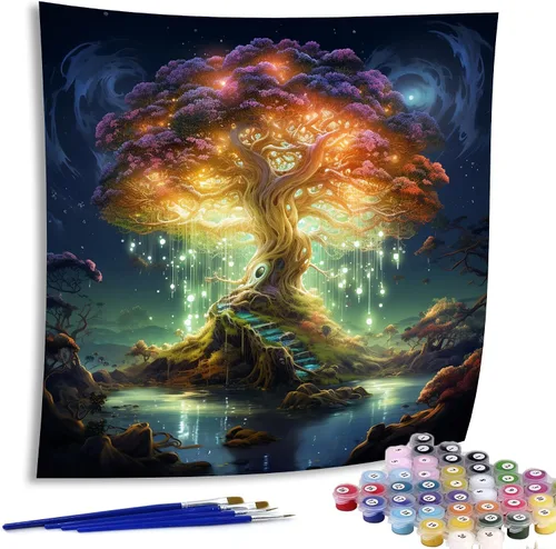 Vista 8 de Diymood Pintura por números para adultos, gatos, pintura al óleo, pintura acrílica abstracta por números, kits para adultos principiantes