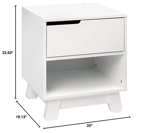 Vista 2 de Babyletto Hudson - Mesita de noche con puerto USB en color blanco, 1 cajón y compartimento de almacenamiento