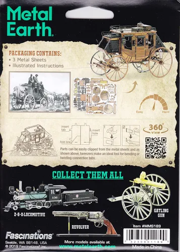 Vista 7 de Fascinations Metal Earth Wild West Stagecoach - Kit de modelo de metal 3D
