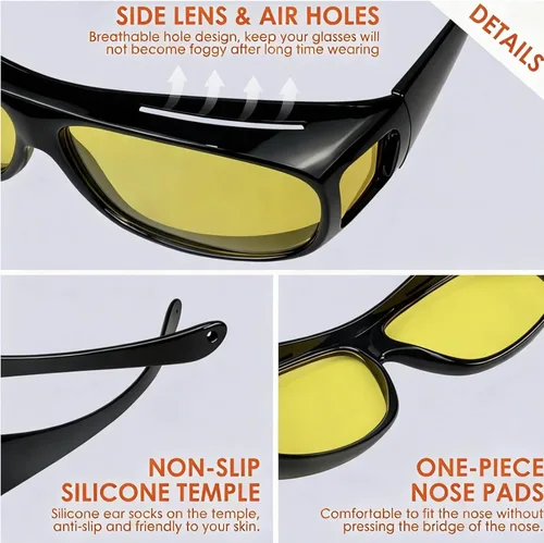 Vista 3 de Paquete de 2 lentes polarizados de visión nocturna HD, para hombres y mujeres, lentes de sol deportivos para ciclismo al aire libre, para conducción