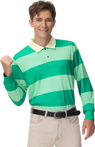 Vista 4 de Arvilhill Disfraz de Halloween para adultos, camisa polo clásica a rayas