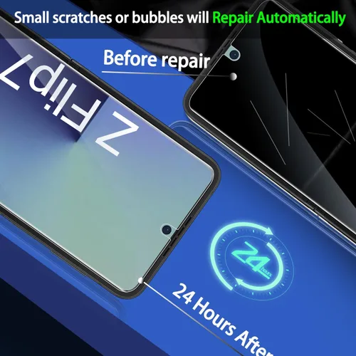 Vista 5 de IMBZBK [Instalación automática] Paquete de 2 protectores de pantalla de privacidad para Samsung Galaxy Z Flip 7, 2 películas antiespía interiores +