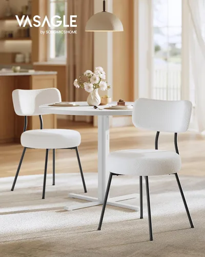 Vista 2 de VASAGLE Juego de mesa de comedor, mesa de comedor redonda con 2 sillas de cocina tapizadas, para espacios pequeños, cocina, sala de estar, marco