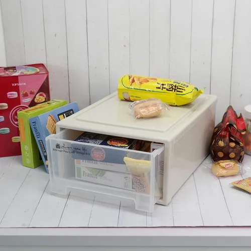 Vista 5 de Obstnny - Paquete de 2 cajones de almacenamiento de plástico, apilables, 17.8 cuartos de galón Caja de cajones de escritorio