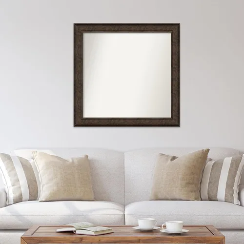 Vista 996 de Amanti Art Espejo de pared personalizado no biselado (25 x 25 pulgadas), marco de bronce acentuado, varios tamaños personalizados, espejo de baño