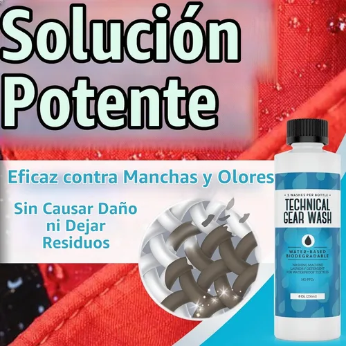 Vista 6 de [5 cargas] Detergente técnico para lavado de engranajes para ropa renovada – Detergente concentrado y seguro para mantener el equipo DWR – Lavado