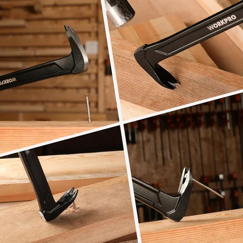 Vista 6 de WORKPRO Ganzúa de 33 cm con uña de gato, extractor de uñas con uña de gato y extractor de uñas basculante, palanca para remodelación del hogar