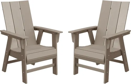 Vista 14 de WestinTrends Ashore - Juego de 2 sillas de comedor Adirondack de plástico HDPE para exteriores, color negro