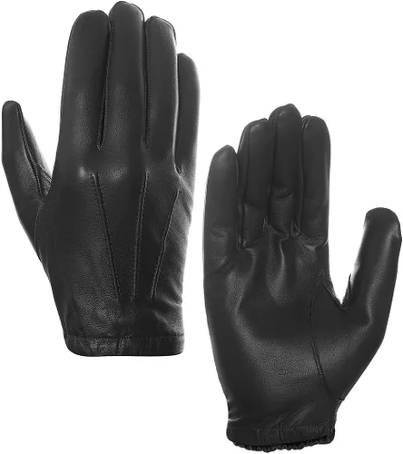 Vista 4 de Harssidanzar Guantes de policía de cuero sin forro fino para hombre GM031 Negro
