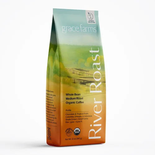 Vista 9 de Grace Farms, Café orgánico de grano entero, tostado medio ligero de Etiopía de origen único, bolsa de 12 onzas, 1 unidad Notas de avena tostada