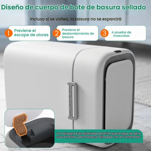 Vista 5 de FDW Cubo de Basura para Baño de 2.2 Galones con Tapa, Contenedor de Residuos de Plástico con Sensor Automático Delgado y Pequeño para Sala de Estar