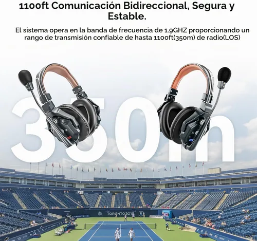 Vista 4 de Auriculares inalámbricos estéreo master Hollyland Solidcom C1 Pro ENC dúplex completo de 335m comunicación de equipo con silenciamiento PTT