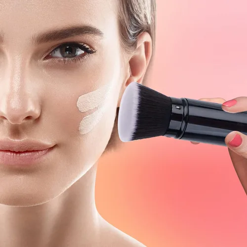 Vista 3 de UNIMEIX Brocha aplicadora de protector solar, brocha retráctil Kabuki Blush Brocha para base de maquillaje líquido, bronceador, crema o polvo (negro)