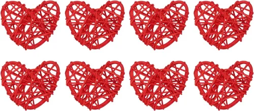 Vista 8 de MECCANIXITY 8 piezas de jarrón de ratán en forma de corazón de ratán natural para decoración del día de San Valentín, decoración del hogar, boda