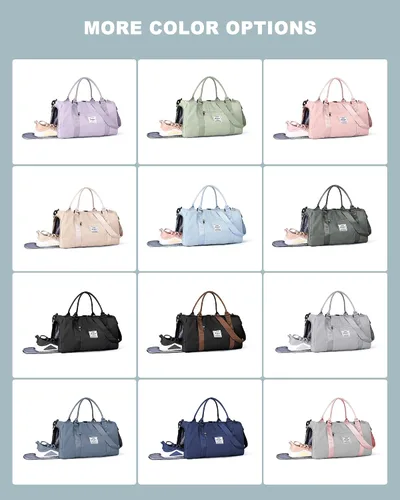 Vista 7 de Bolsa de lona de viaje, bolsas de fin de semana para mujeres y hombres, bolsa de transporte durante la noche, bolsa de hospital, bolsa de gimnasio