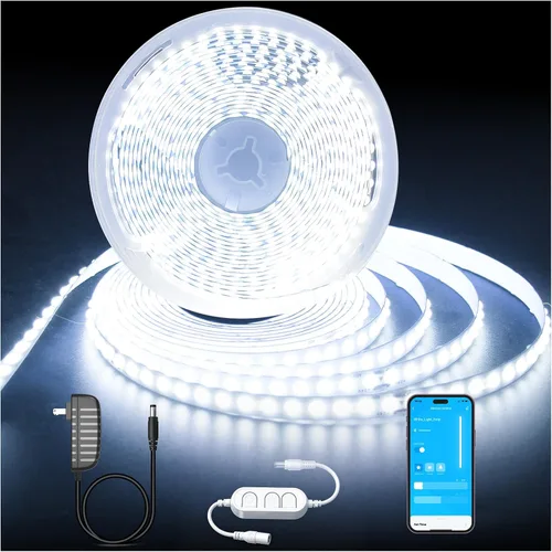 Vista 10 de DAYBETTER 16.4FT Tira de luces LED COB regulable, luces LED de alta luminosidad, 6500K blanco brillante de luz diurna, 24V, 140 LEDs, cinta LED