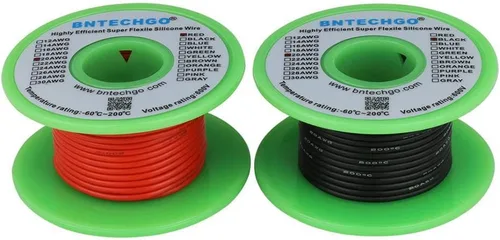 Vista 10 de BNTECHGO Carrete de alambre de silicona de calibre 16, rojo de 25 pies y negro de 25 pies, cable de cobre estañado trenzado flexible de 16 AWG