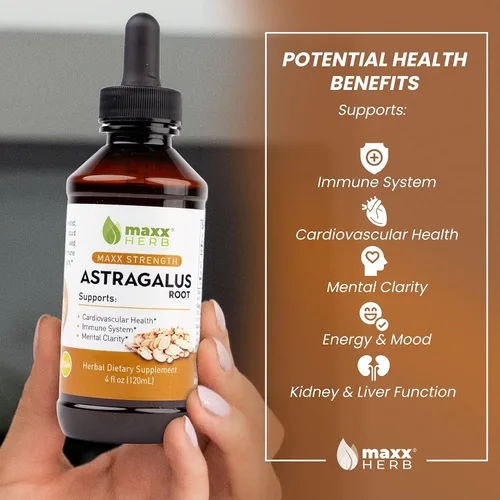 Vista 3 de Maxx Herb Extracto de raíz de astrágalo: la tintura líquida de máxima fuerza se absorbe mejor que las cápsulas o el polvo, para apoyo inmunológico