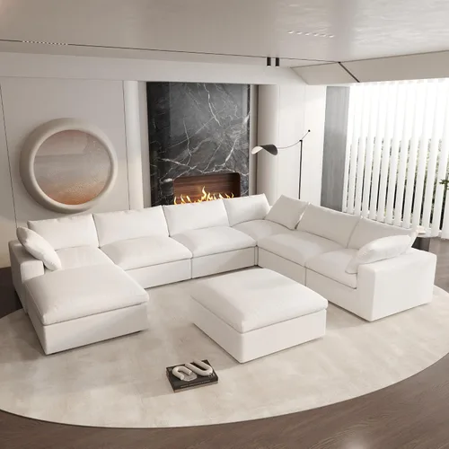 Vista 44 de Cloud - Sofá modular convertible de 80.3 pulgadas en forma de L para sala de estar con otomana de almacenamiento, sofás profundos minimalistas