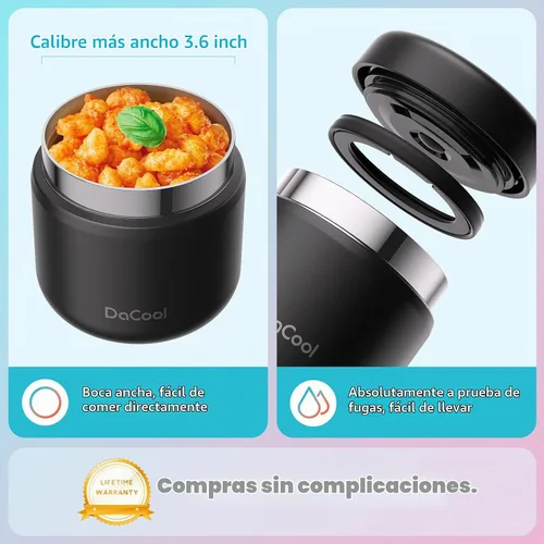 Vista 4 de DaCool Termo para niños de acero inoxidable con aislamiento al vacío para alimentos calientes, frasco de comida de 13 onzas, termo para almuerzo