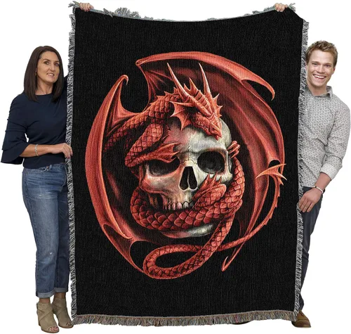 Vista 22 de Pure Country Weavers Anne Stokes - Manta de belleza de dragón de la colección Age of Dragons – Manta de fantasía para regalo tejida de algodón