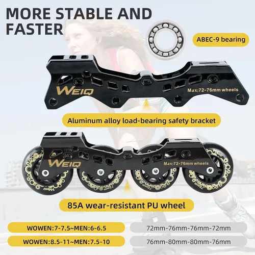 Vista 3 de Patines en línea para mujeres y hombres, patines profesionales de fitness para adultos, patines de velocidad en línea de alto rendimiento
