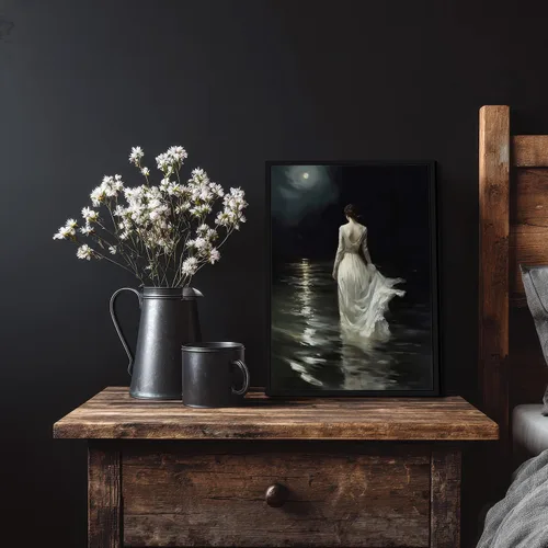 Vista 3 de Arte de pared enmarcado de mujer melancólica Arte de pared de academia oscura Pintura decorativa victoriana gótica Arte de mujer en impresión