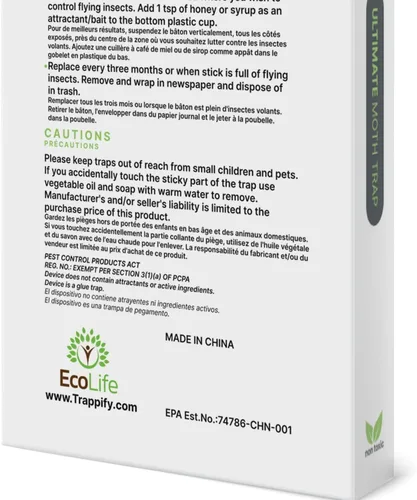 Vista 6 de Trappify Trampas adhesivas para polillas para ropa, trampas para polillas de despensa de monitoreo para interiores de casa, trampa de pegamento