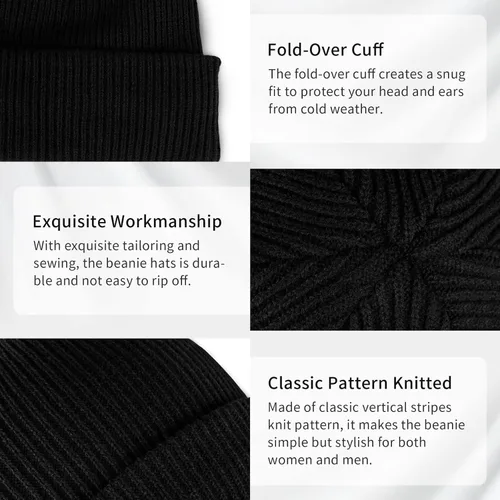 Vista 4 de MSDC Beanies Women 3 Pack, Winter Hats for Women Men Fleece Lined Warm for Cold Weather, Beanie for Women Fashion Skull Cap