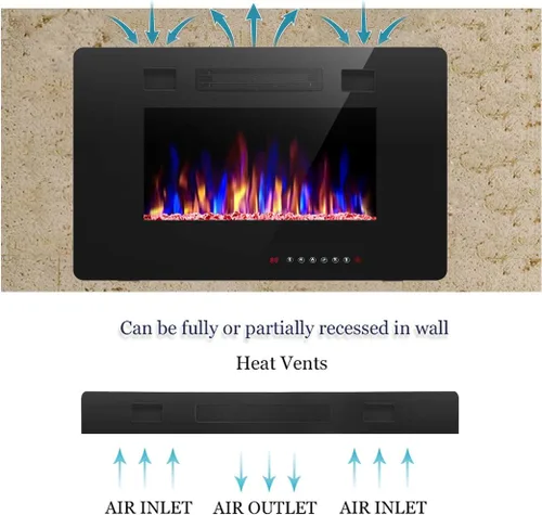 Vista 4 de R.W.FLAME - Chimenea empotrable ultrafina para pared (30 y 60 pulgadas)