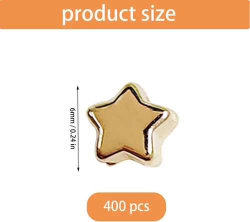 Vista 4 de 400 cuentas espaciadoras en forma de estrella, accesorios de cuentas espaciadoras de estrellas de 0.236 in (dorado)