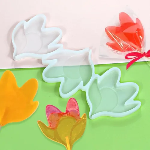 Vista 16 de mostsom Moldes de silicona para piruletas, moldes de silicona para piruletas de chocolate, con diseño de hojas, flores, dulces, sin palillos, 2