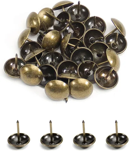 Vista 6 de 20 tachuelas redondas para tapicería de 0.748 in de diámetro de la cabeza, hierro galvanizado, estilo vintage, metal de 0.906 in/0.91 pulgadas