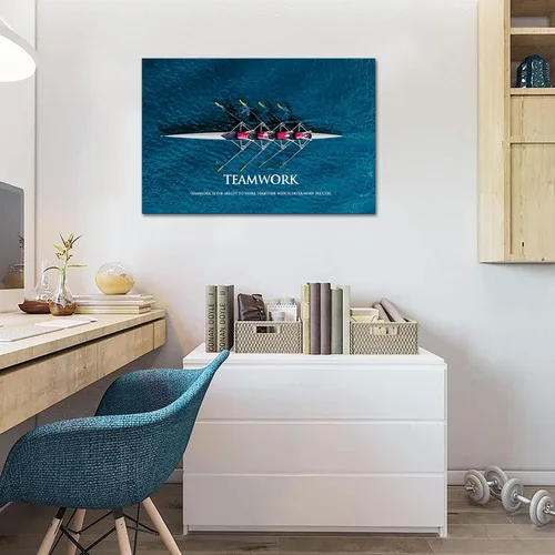 Vista 3 de KLVOS Lienzo inspirador para el éxito de trabajo en equipo, arte para la pared, con marco motivacional, autopositivo, para oficina, galería, arte