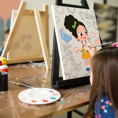 Vista 7 de Tatuo 6 lienzos predibujados para mujeres negras para pintar de 8 x 10 pulgadas, kit de pintura y sorbo de contorno estirado para adultos, regalos