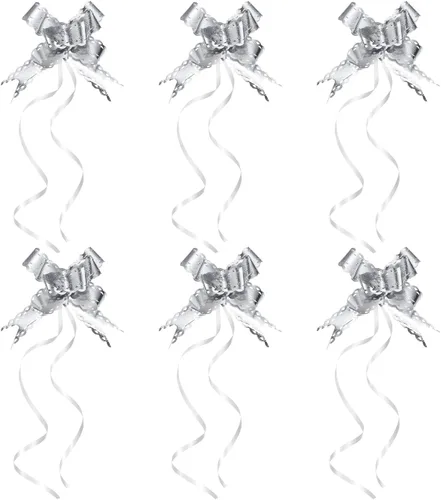 Vista 10 de PATIKIL Lazos iridiscentes de 2.2 pulgadas, paquete de 40 lazos de cuerda para envolver regalos, corbatín decorativo para bodas, fiestas