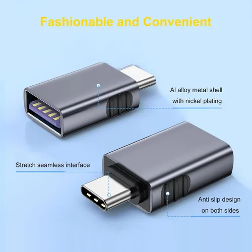Vista 6 de Adaptador USB C a USB, adaptador USB 3.2 hembra a USB C macho OTG, carga rápida de 60 W, para MacBook, iPad, iPhone, Samsung, Dell XPS y más