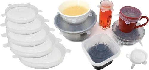 Vista 6 de Norpro Juego de 6 tapas de silicona reutilizables aptas para alimentos, se adapta a aberturas de 2.5 a 11 pulgadas