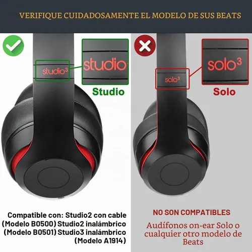 Vista 2 de SoloWIT - Almohadillas de refrigeración para Beats Studio 3 y Studio 2, color negro Not Fit Beats (Studio Pro, Monster Studio, Solo On-Ear)