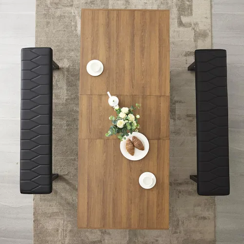 Vista 5 de STHOUYN Mesa de comedor extensible de 63 a 79 pulgadas, moderna mesa de cocina de madera de granja, mesa de comedor larga expandible para 6, 8 y 10