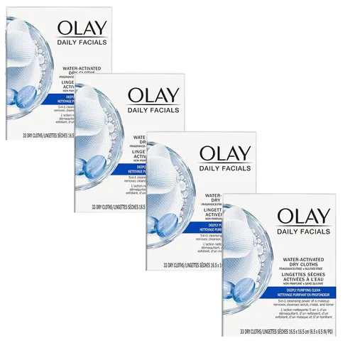 Vista 14 de Olay Daily Facials, Toallitas limpiadoras faciales de uso diario para eliminar el maquillaje, Toallitas limpiadoras activadas con agua 5 en 1