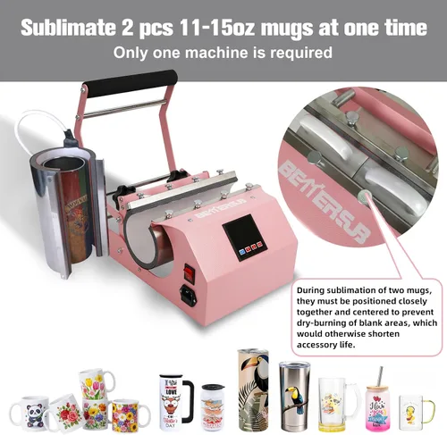 Vista 4 de BetterSub Máquina de Prensa de Calor 3 en 1 para Vasos Tumbler de 30 OZ 20 OZ 16 OZ Sublimación Vasos Tumbler Rectos Delgados de 3 OZ 1.5 OZ Vasos