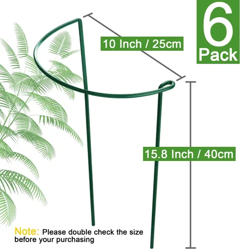Vista 4 de HiGift Estacas de soporte para plantas, paquete de 6 jaulas y soportes de peonía de metal, jaula de soporte para plantas de jardín, anillo