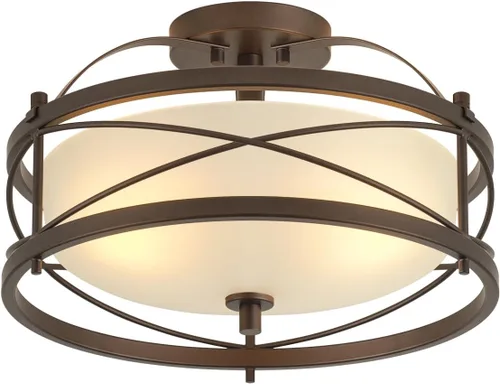 Vista 8 de Accesorios de luz de tambor para entrada, lámpara de techo rústica de montaje semiempotrado para pasillo, sala de estar, dormitorio, cocina (negro)