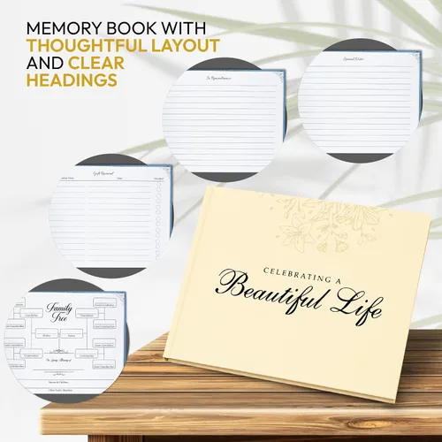Vista 5 de Libro de invitados Only Zest Celebración de la Vida – Libro de invitados funerario para servicio conmemorativo Letrero de registro en memoria