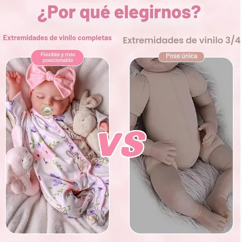 Vista 4 de BABESIDE - Muñecas de bebé Reborn de 20 pulgadas, muñeca realista con juego Rosa claro