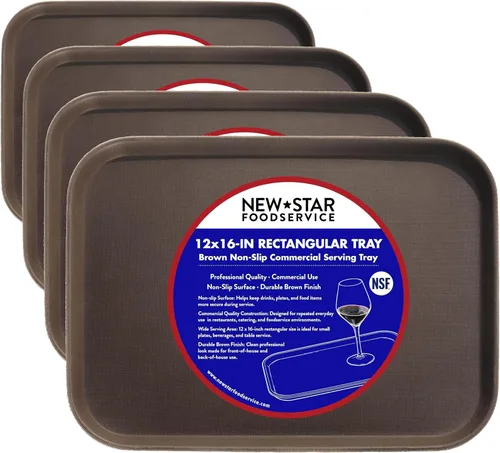 Vista 12 de New Star Foodservice 24852 Bandeja antideslizante de grado restaurante, plástico, forrada de goma, rectangular, 10 x 14 pulgadas, color negro