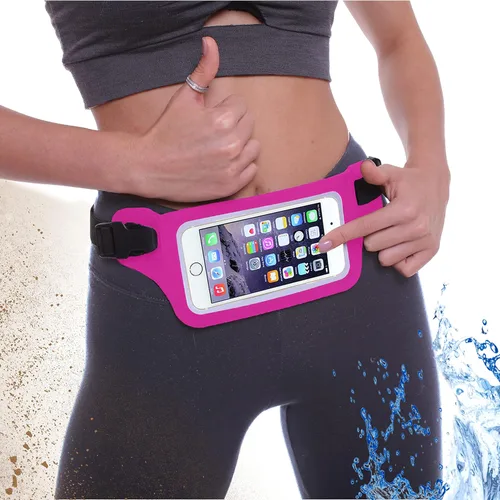 Vista 2 de Riñonera impermeable para correr para iPhone 6, 7, 8, 11, 12 Plus y Android Samsung, con funda para pantalla táctil, bolsa de cintura seca con Hot