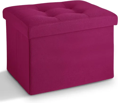 Vista 20 de LINMAGCO Otomana Otomana de almacenamiento con almacenamiento pequeño reposapiés taburete debajo del escritorio, reposapiés plegable corto de tela